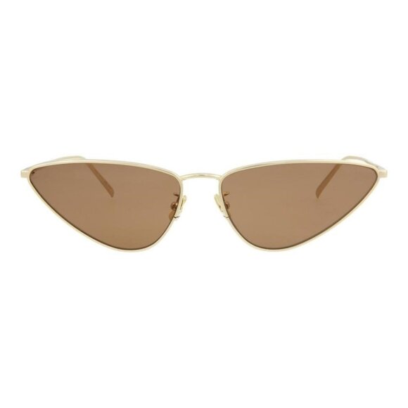 Saint Laurent Womens Cat Eye Gold Gold Brown Fashion Designer Eyewear - Picture 1 of 5